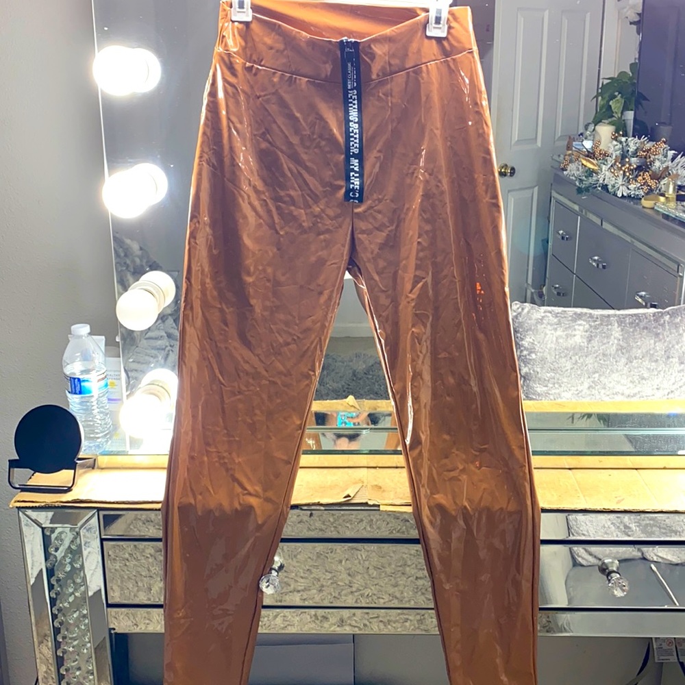 Latex pants, brown